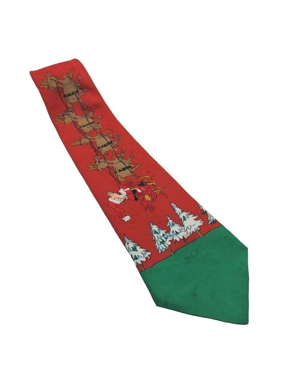 Hallmark Red Santa Claus Reindeer Christmas Necktie